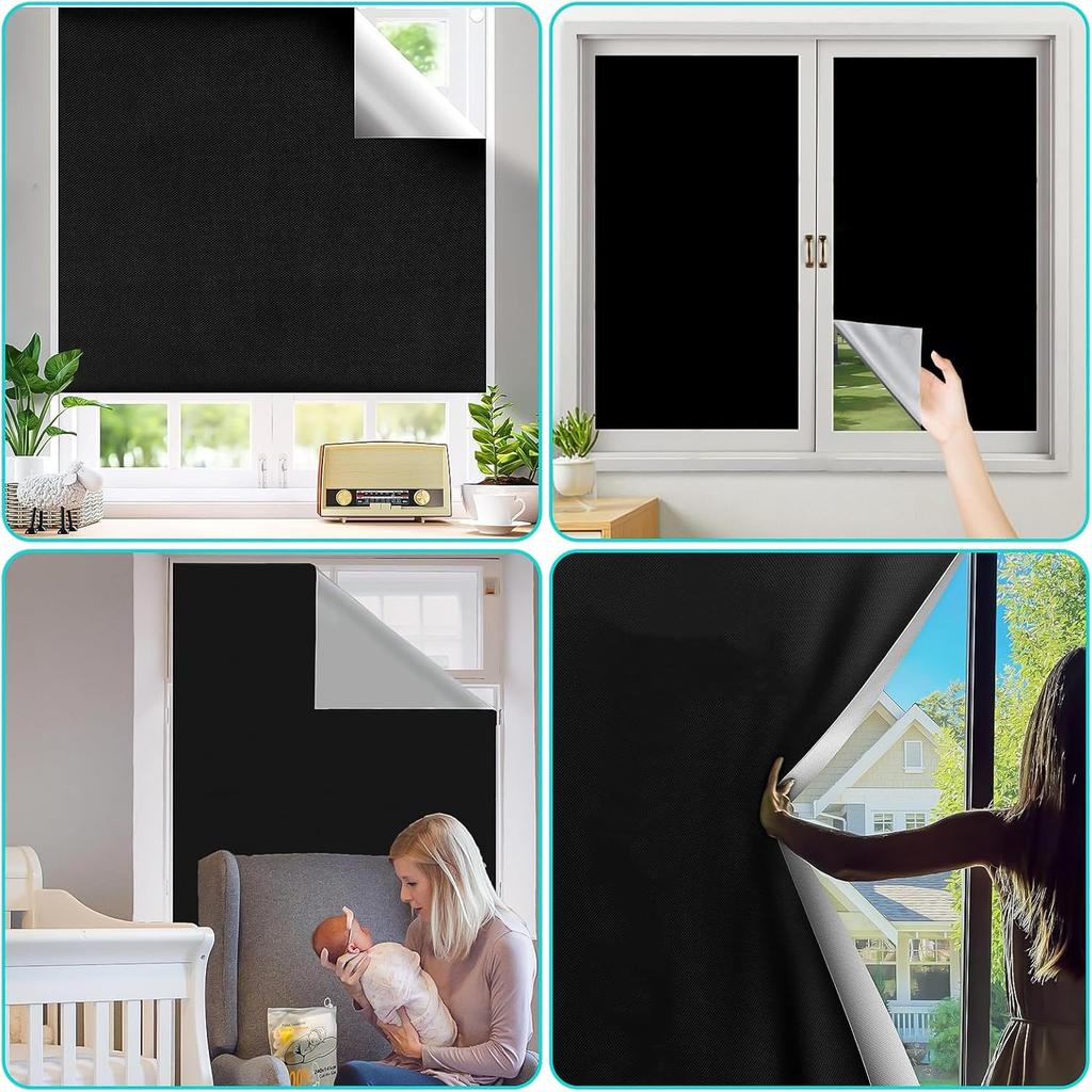 Store Occultant Sans Percage 300 X 150 Cm, Store Occultant Fenetre Tissu Occultant Avec Bande Velcro Autocollante, Pour Fenêtre De Toit Fenêtre