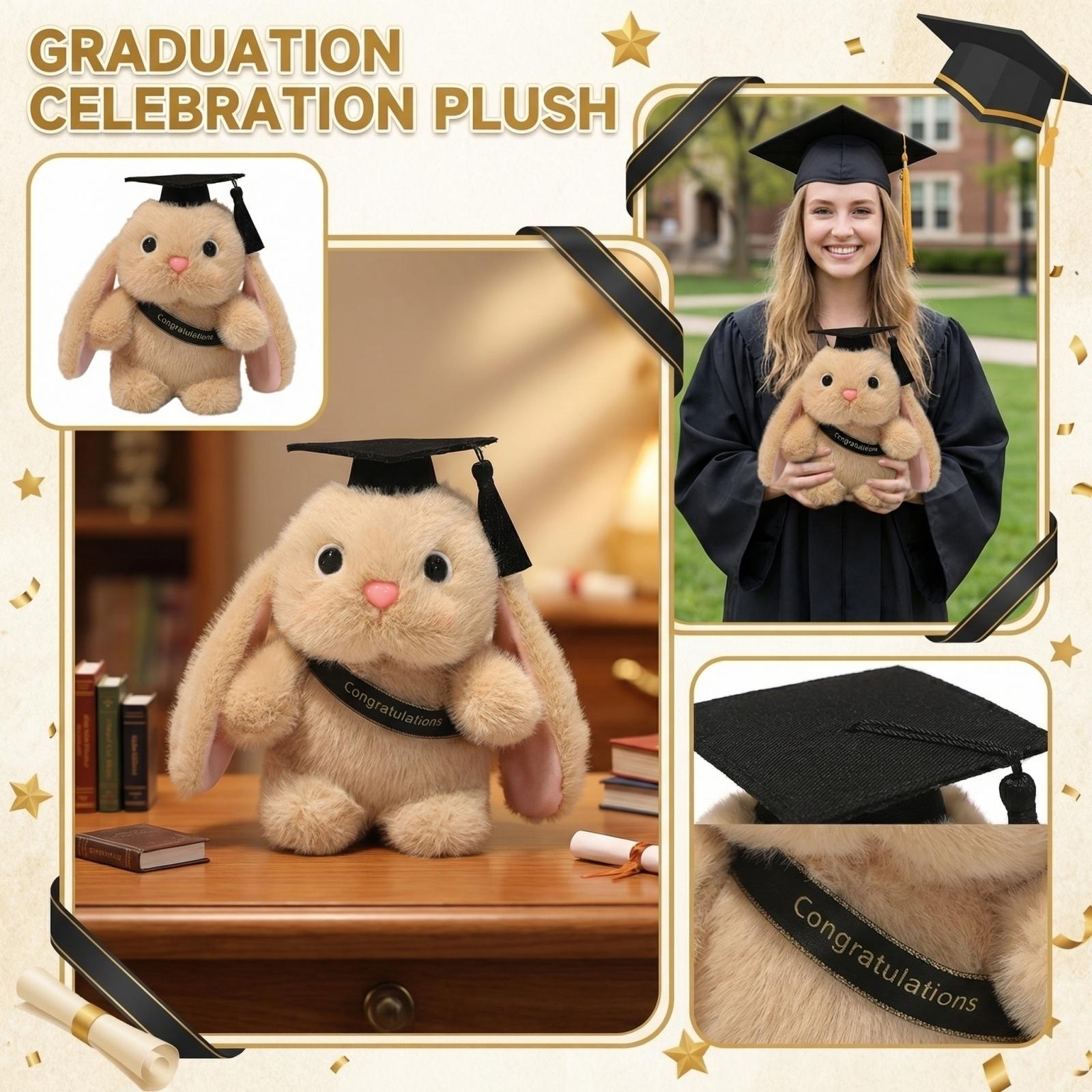 

Плюшевый Заяц-Выпускник - Зайчик с Ушками Мягкая Игрушка Памятный Подарок Выпускнику One Size коричневый