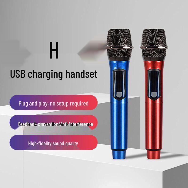Universal Wireless Rechargeable Handheld Microphone with Speaker for Outdoor and Home Live Broadcast and Singing