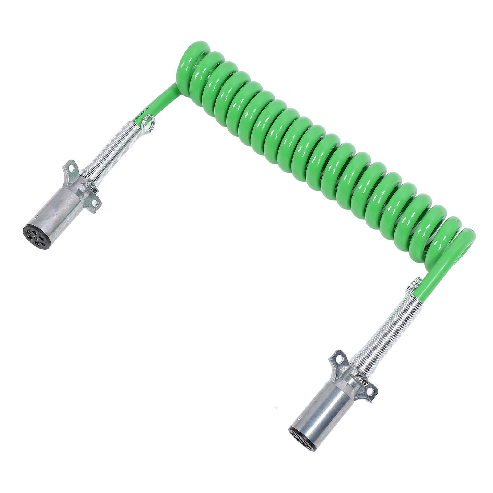 

7-контактный спиральный шнур для прицепа 15 футов Улучшенные характеристики Сверхмощный электрический спиральный кабель для полуприцепа, тягача