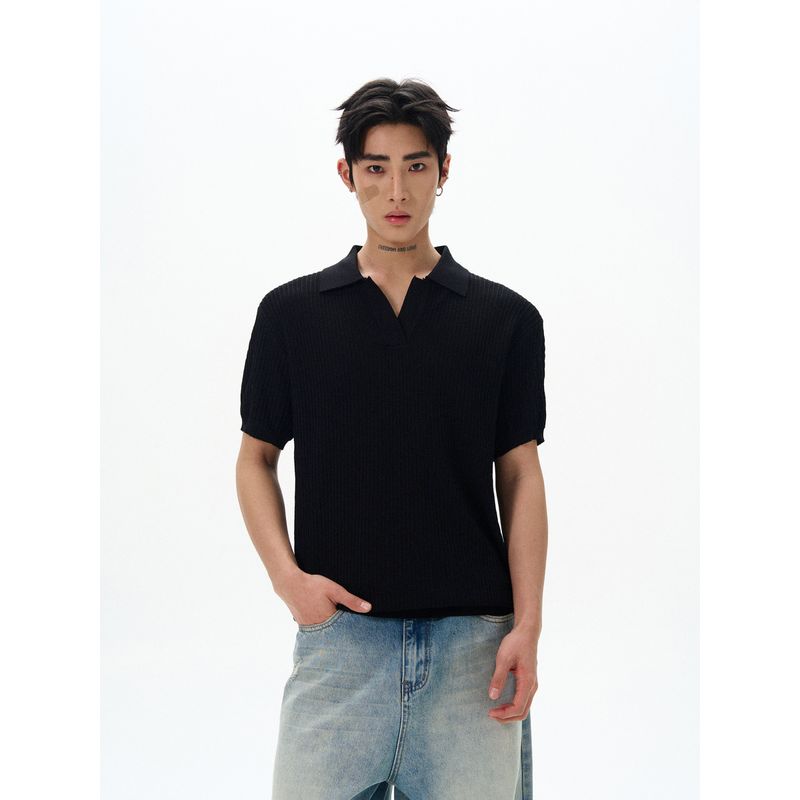 Kisko Summer High-End Textured Fitted Ribbed Hem Short-Sleeve T-Shirt for Men and Women, Short and Loose Cleanfit Trendy Tee