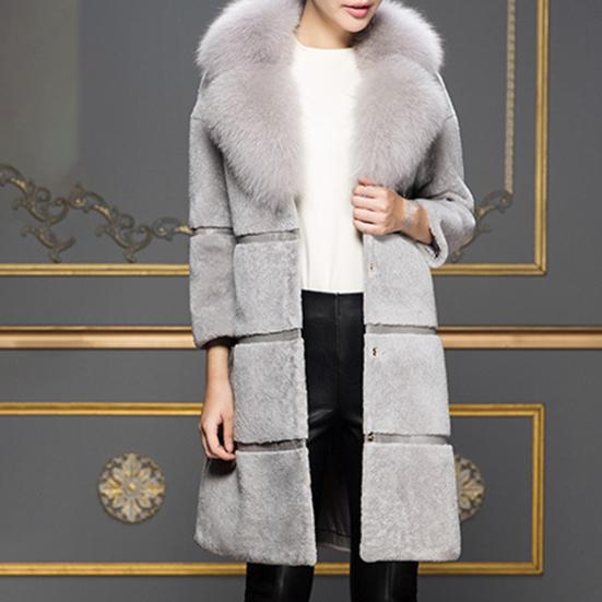 Faux Fur Coat Long Sleeve Thick Winter Plush Autumn Turn Down Collar Office