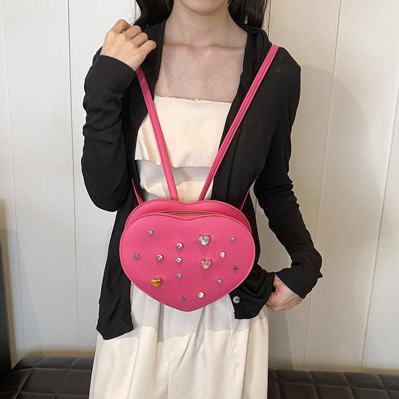 Niche Design Rhinestone Crossbody Bag for Women In Summer New Fashion Love Bow Solid Color Shoulder Bag Trendy