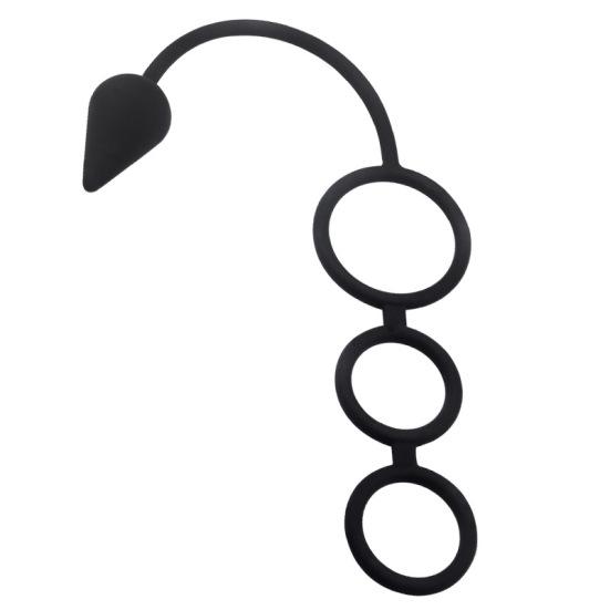 Men Time Delay Three Ring Cock Penis Lock Anal Butt Plug Prostate Massager Sex Toys
