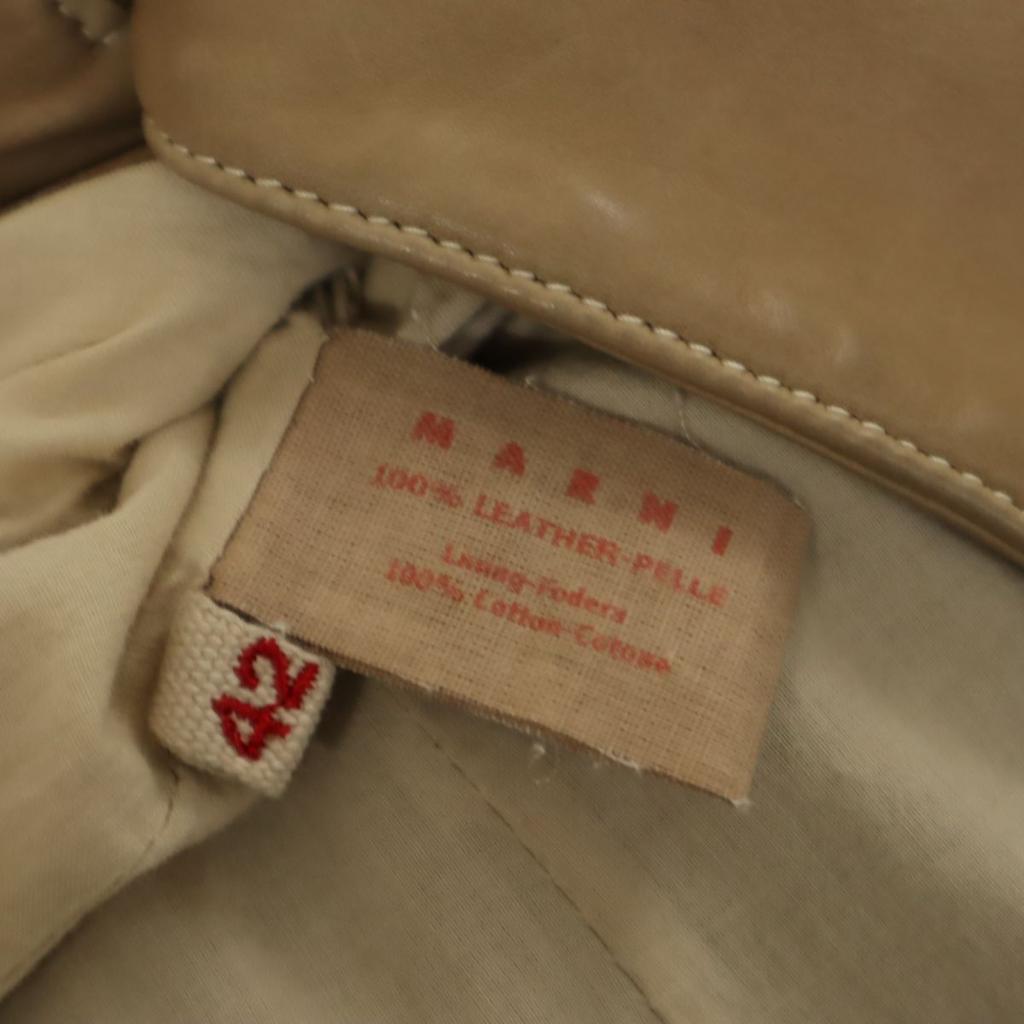 Marni Genuine Leather Leather Coat 42 Beige Women Used