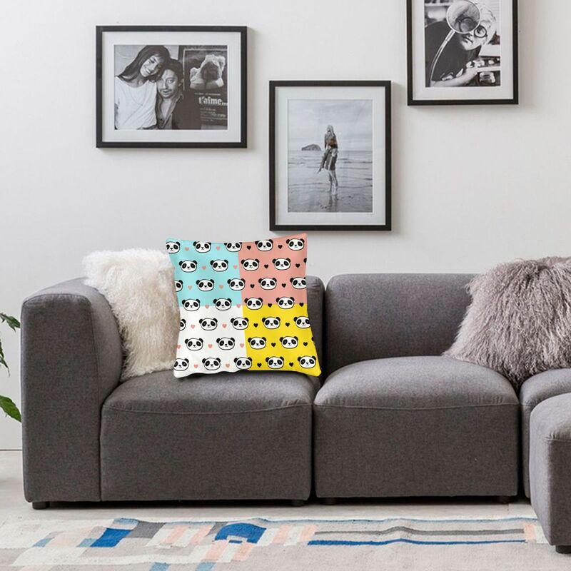 Kawaii Panda Bear Patterns Cushion Cover Sofa Home Decor Animal Cartoon Square Throw Pillow Case 45X45