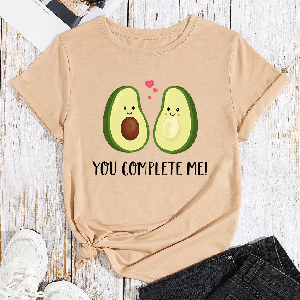 T-shirt en coton à manches courtes et col rond pour femmes, hauts imprimés en 2D