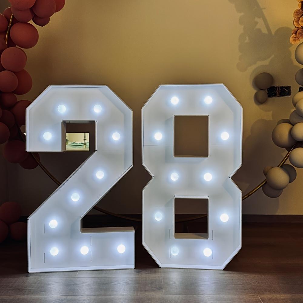 2 Stück DIY 73cm Digitales Licht mit Weißem Licht 3D KT-Platte Digitales Modell Geburtstag, Jubiläumsparty Dekoration, 18 Jahre, 20 Jahre