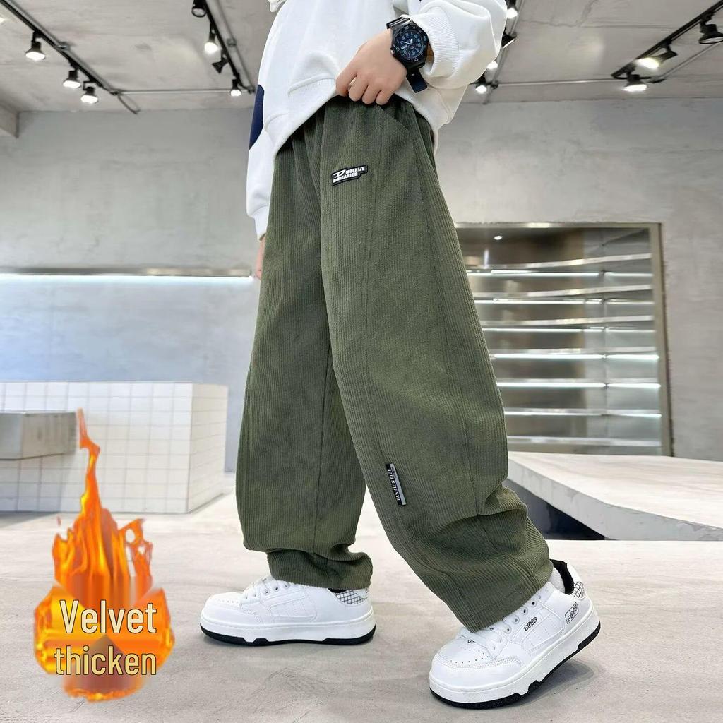 Boys' Autumn/Winter Velvet-Lined Sweatpants: 2025 Trendy Casual Sportswear for Kids