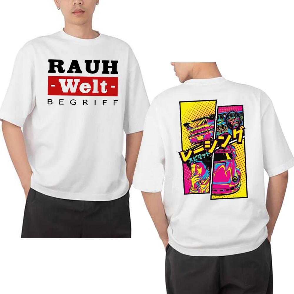 RAUH Welt BEGRIFF T Shirt RWB 993 964 JDM Tuning Car Classic T-Shirt Men Short Sleeve Japan Hip Hop Boy White Casual Tees Tops