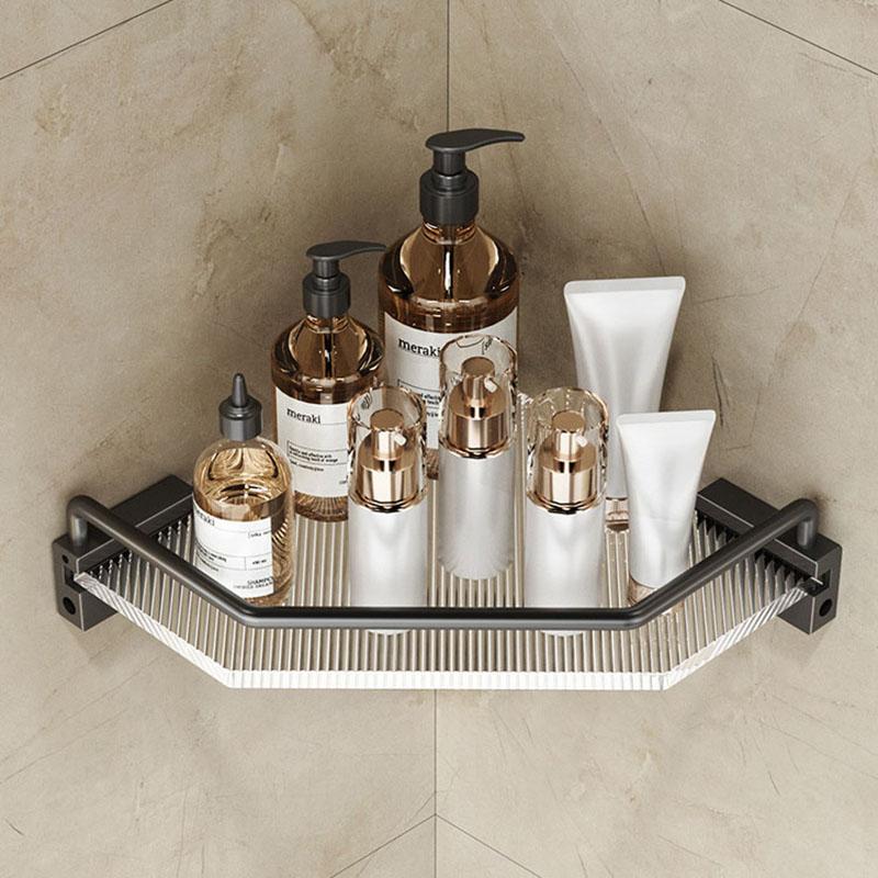 White/Black Acrylic Bathroom Shelf Wall-mounted Storage Rack Light Luxury Shower Room Corner Basket Makeup Storage Organizer чёрный