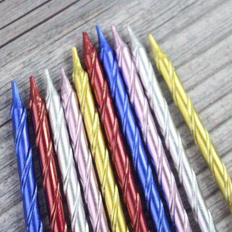 New Style 10-pack Gold-plated Colorful Candles on Suction Cards Creative Wedding Arrangement Gold and Silver Birthday Candles