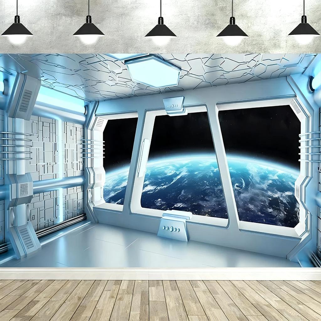Fondo de Interior de Nave Espacial – Perfecto para Fiestas de Cumpleaños de Ciencia Ficción para Niños y Accesorios de Estudio Fotográfico-Tapiz