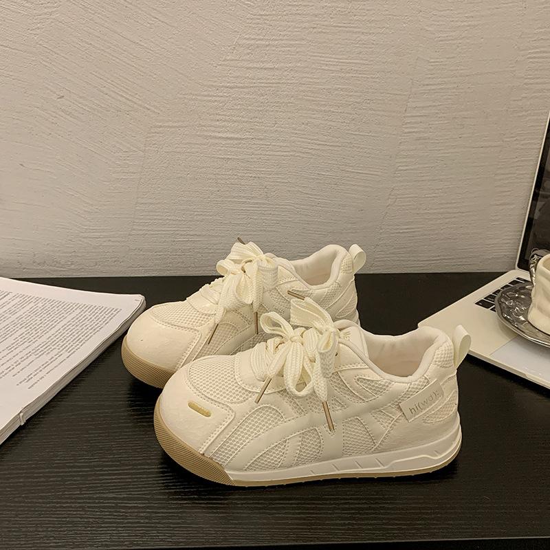 Versatile Breathable White Shoes Women's 2025 Summer New Mesh Training Shoes Ins Retro Forrest Gump Sports Board Shoes