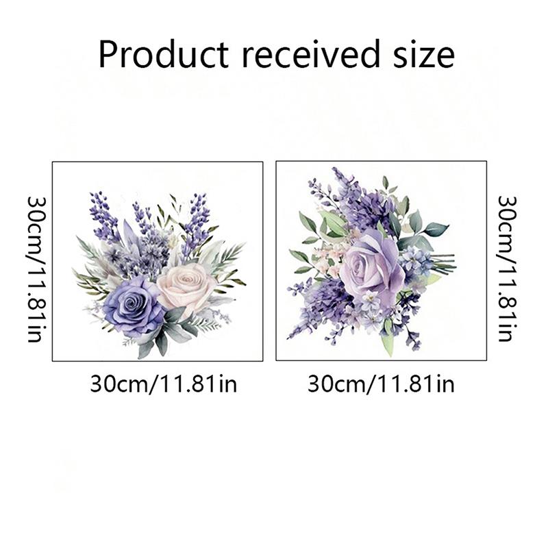 Hyacinth Flower Purple Wall Stickers for Toilet Bathroom Removable Waterproof Decals