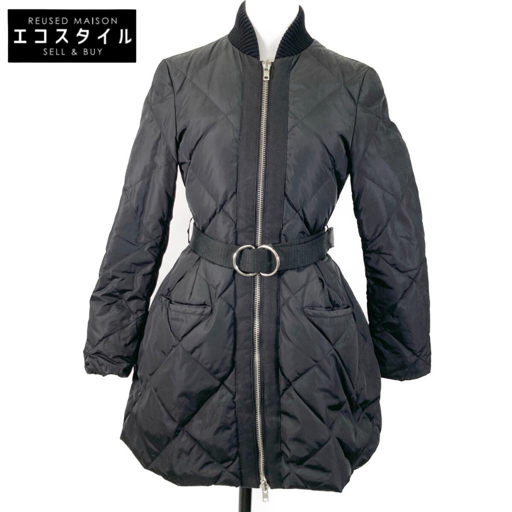 MIUMIU 13AW Black Belted Down Coat coat 36 blackUsed
