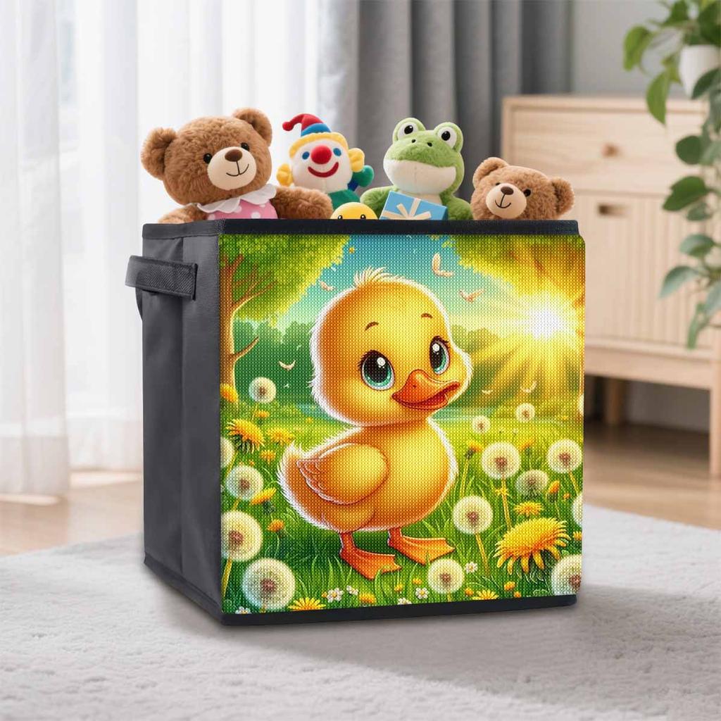 Die kleine Ente auf dem Rasen 5D Diamantmalerei Aufbewahrungskorb Vollrundbohrer Mosaik Diamantstickerei Kreuzstich-Sets Heimdekoration Heimdekoration