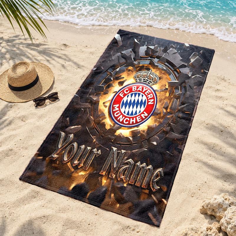 Пляжные полотенца FC Bayern München с индивидуальным именем также служат банными полотенцами, незаменимы летом, обязательны для отдыха на природе, на пляже и у бассейна