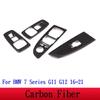 For BMW 7 Series F01 F02 G11 G12 ABS Silver/Carbon Fiber Car Window Lift Switch Button Frame Cover Trim Stickers Car Accessories