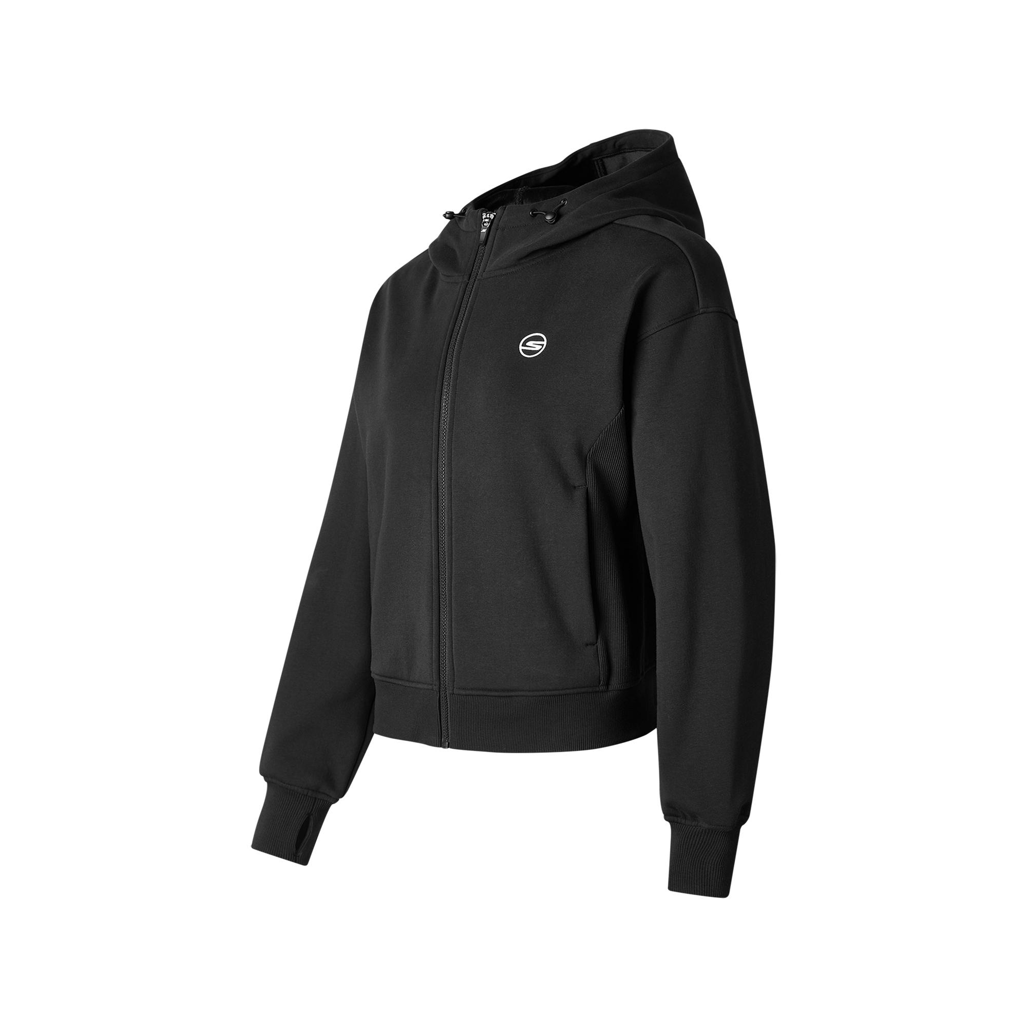 Skechers Comfortable Solid Color Hooded Versatile Zipper Design Long Sleeve Jacket Women jackets Black P424W159-0018 XL