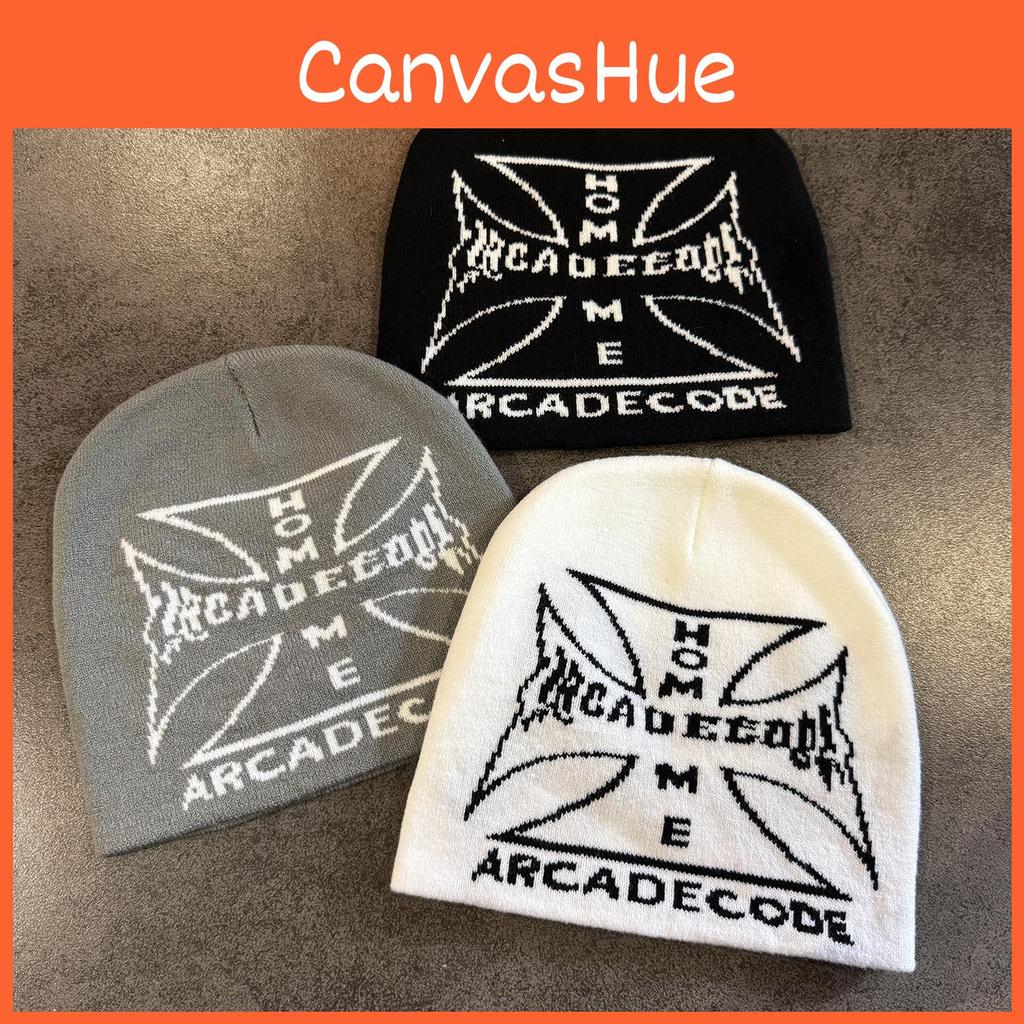 Urban Cross Streetwear Letter Knitted Cap With Acrylic Material For Style Casual