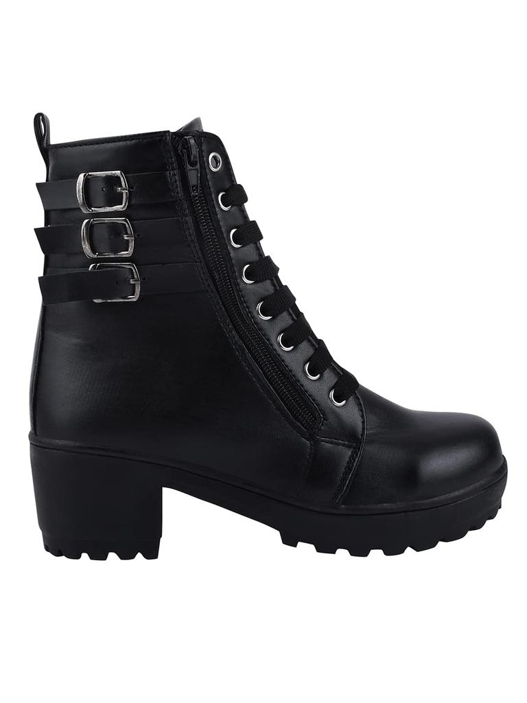 Shoetopia Womens Chunky Heel Short Booties with Non-Slip Sole, Comfortable Trendy Ankle Boots | Soft Cushioned Sole | Casual, Party & Winter Wear