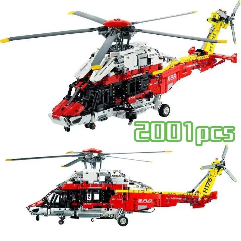 2001 PEZZI Elicottero di Soccorso Tecnico Blocchi da Costruzione Airbus H175 Motore Elettrico Modello da Assemblare MOC Giocattoli in Mattoncini Regalo Per Bambini Ragazzo