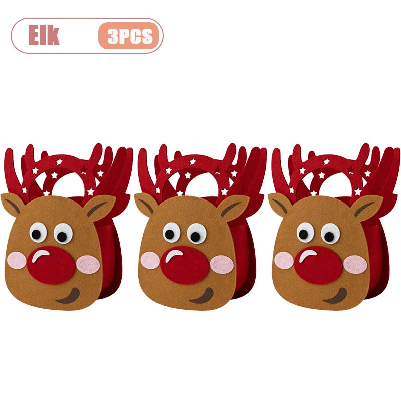 1-10PCS Christmas Holiday Felt Gift Bag Creative Candy Apple Tote Bag for Kids Party Favor Bag for Christmas Eve Gift Wrapping