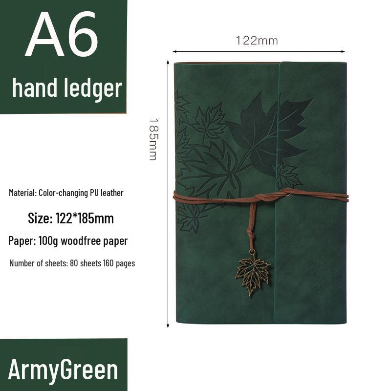 Retro Ribbon Tie Tri-fold Loose-leaf Notebook - Student Travel Notepad & Stamp Book