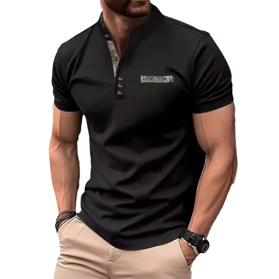 2024 Men's Trendy Casual Stand Collar Short Sleeve Polo Shirt