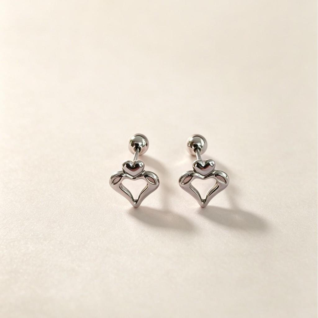Exquisite Stainless Steel Small Screw Back Stud Earrings: Star, Heart, Scissors Styles for Cartilage Piercings