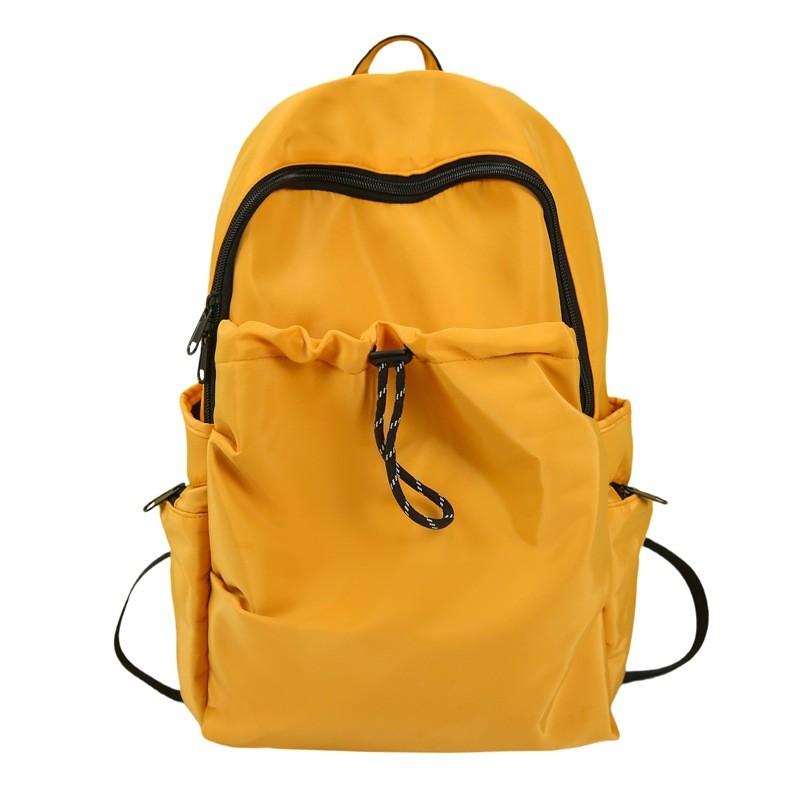 Backpack Outdoor Nylon With Solid Color And Drawstring Design For School Travel
