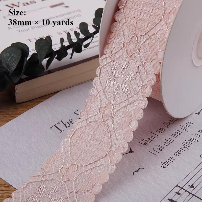 10 Yards 38mm Gold/silver Lace Silk Screen with Glossy Handmade Bow Hair Accessories Clothing Fresh Flowers Decorative Ribbons