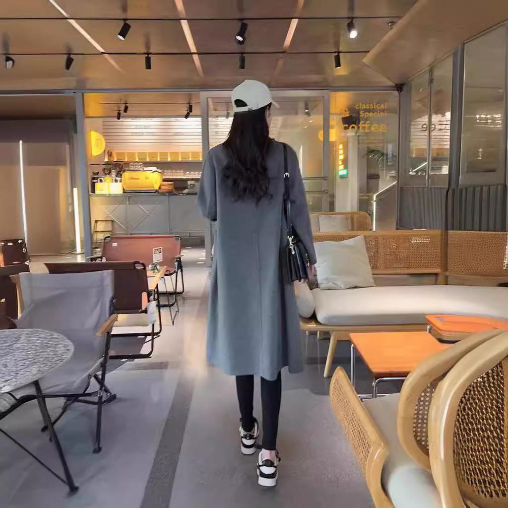 Double-sided wool coat, medium and long small plush cashmere doll collar thickened straight and thin coat for women