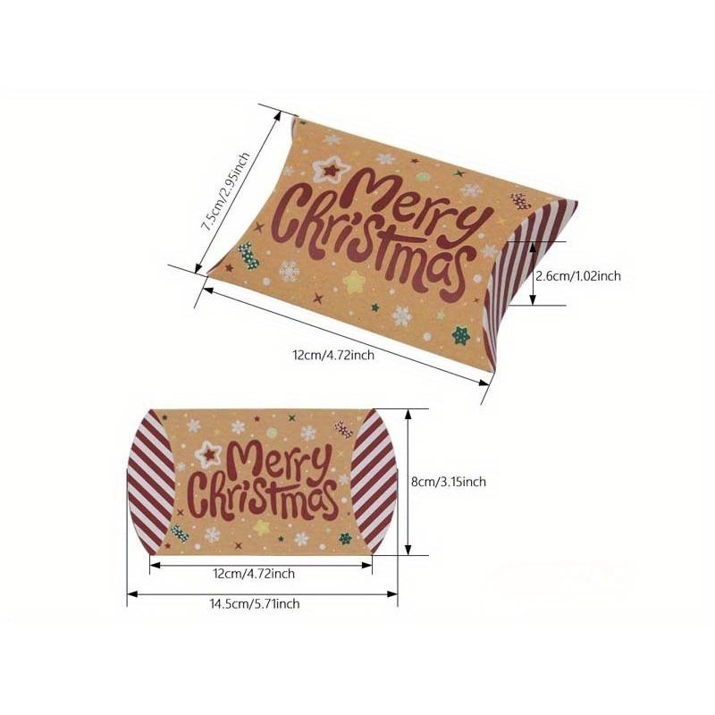 36pcs Christmas Kraft Paper Christmas Pillow Box Wedding Candy Paper Box 12 Color Packaging Box Candy Box Holiday Party Decoration Box