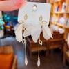 Super Fairy Gauze Flower Diamond Earrings Female New Online Celebrity Ear Jewelry Temperament Long Crystal Tassel Earrings.