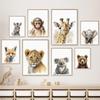 Giraffe Lion Elephant Animal Canvas Print Nursery Animal Nordic Wall Art Poster Picture Baby Children Room Christmas Home Decor