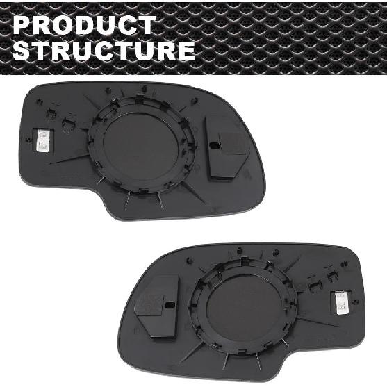 Mirror Glass Power Heated Compatible with 1999-2006 Chevy Silverado GMC Yukon Avalanche Driver & Passenger Side Mirror Glass Set