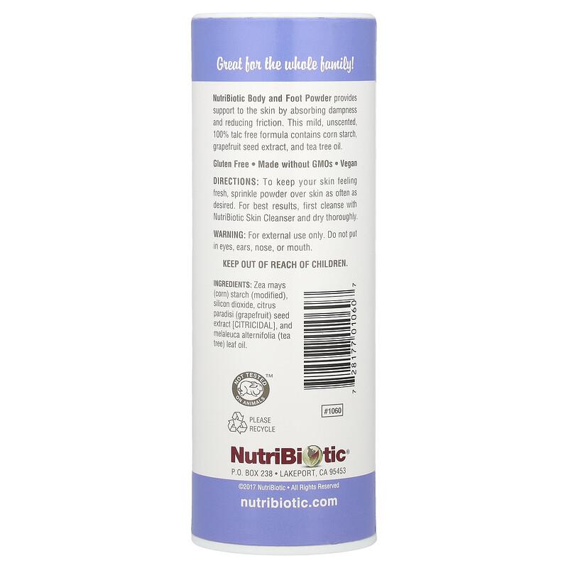 Body & Foot Powder with Grapefruit Seed Extract & Tea Tree Oil, Unscented, 4 Oz (113 G)