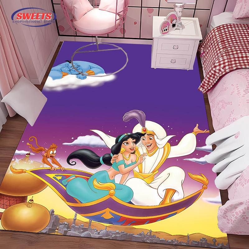 Nuovi Scaffali! Tappeto Classico Principessa Aladdin, Area Soggiorno Camera da Letto Ufficio Stanza dei Bambini a Scelta, Tappetino Antiscivolo Lavabile Regali