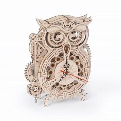 Tsukurun Moving 3D Wood Puzzle Series Owl with Japanese Instructions Desu® (LK503 Clock)