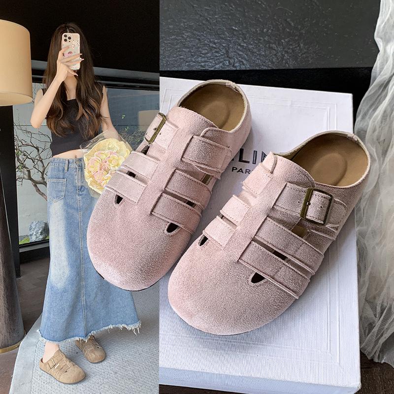 Mori Retro Hollowed-out Woven Boken Slippers Women's 2025 New Lazy One-pedal Thick-soled Bag Head Cool Slippers