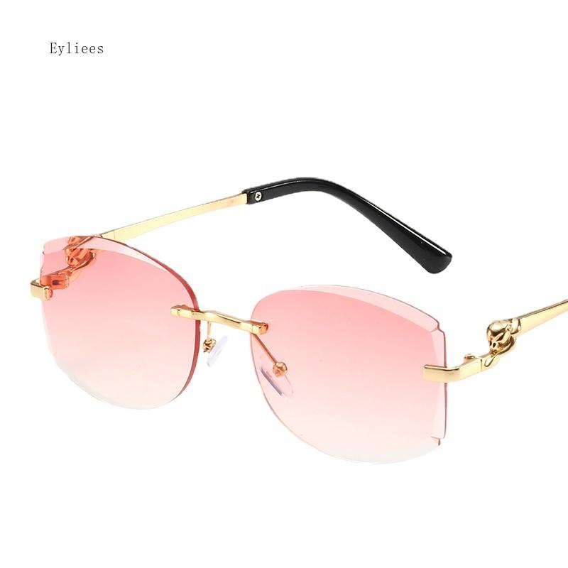 Fashion Retro Rimless Oval Sunglasses for Women Vintage Gradient Multicolor Sun Glasses Luxury Outdoor Travel Sun Shade Eyewear