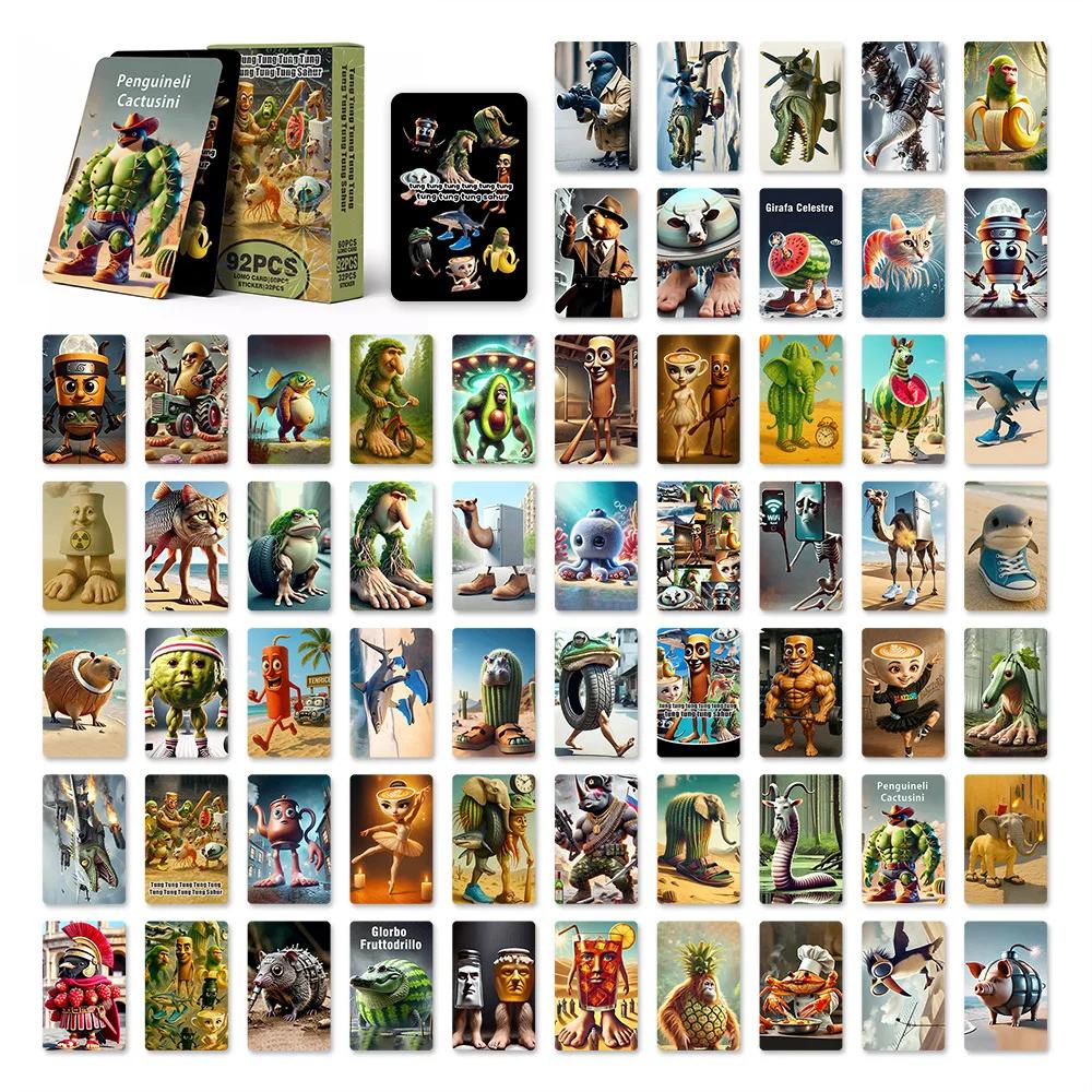 Tralalero 92Pcs Tralala Cards Anime Italian Brainrot Game Card Tung Tung Sahur Photo Collection Kids Party Cosplay Classic Gift