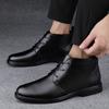 High-top leather shoes men's new winter leather velvet warm Martin boots business dress casual men's shoes