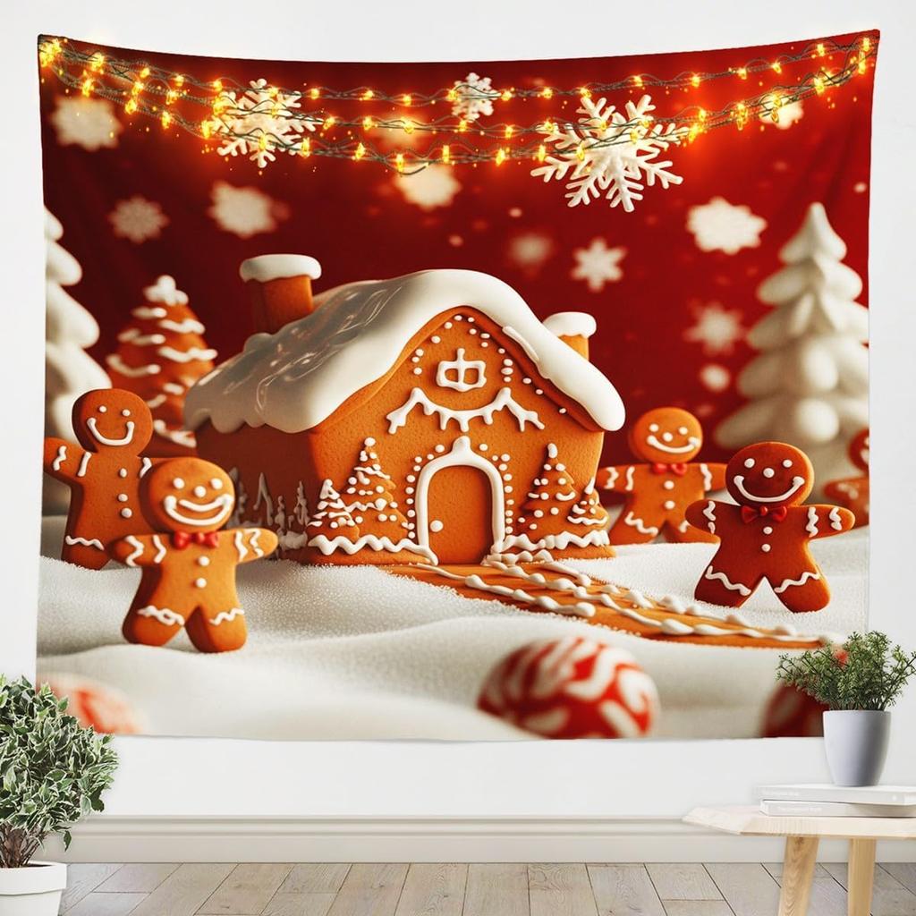 Christmas Tapestry New Year Background Wall Hanging Decoration Fireplace Stockings Gifts Hanging Cloth