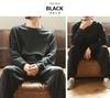 Arcade Warm Fleece Loungewear Winter Crew Neck and Easy Size Black Men's Set, Pajamas, Sweatshirt, Pants, L,