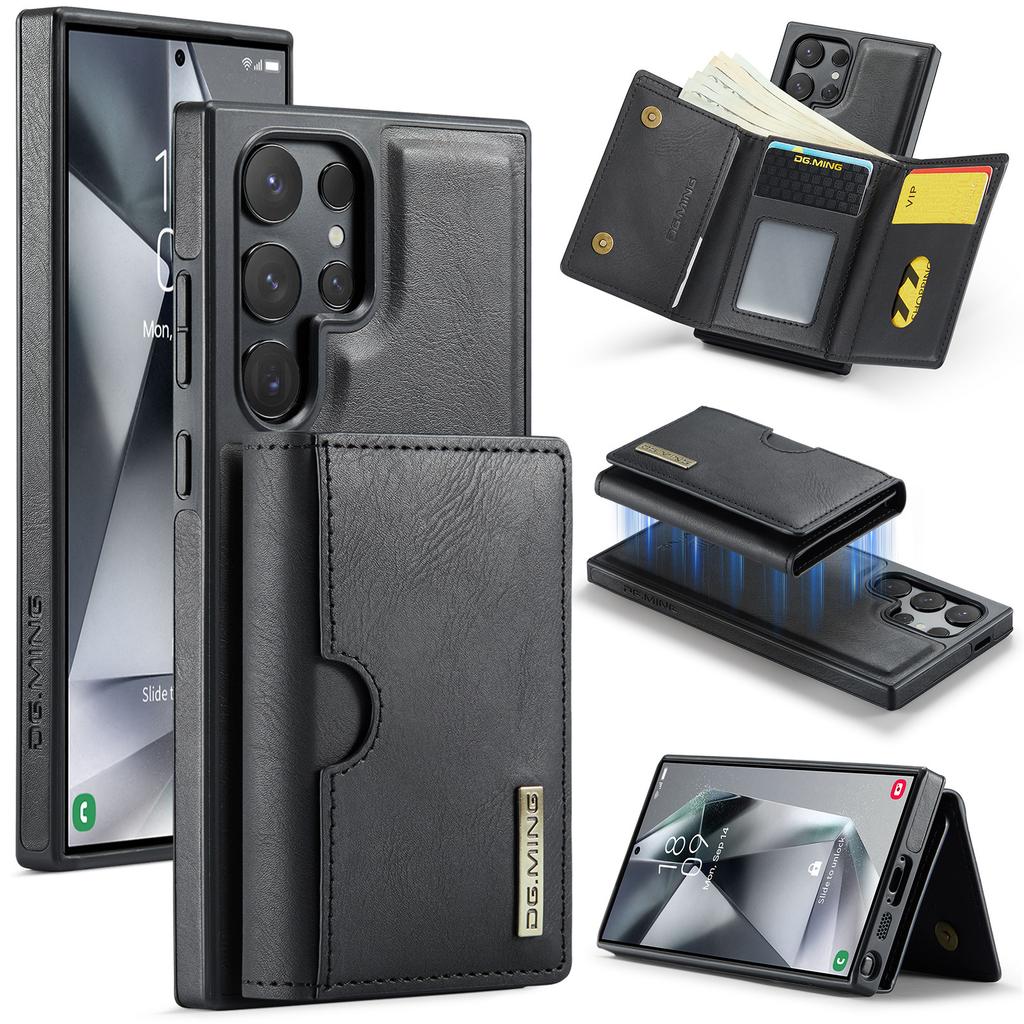 Luxury Magnetic Leather Phone Case for Samsung Galaxy S25 Ultra Edge S26 Plus S24 Fe S23 S22 S21 Detachable Card Bag Stand Cover