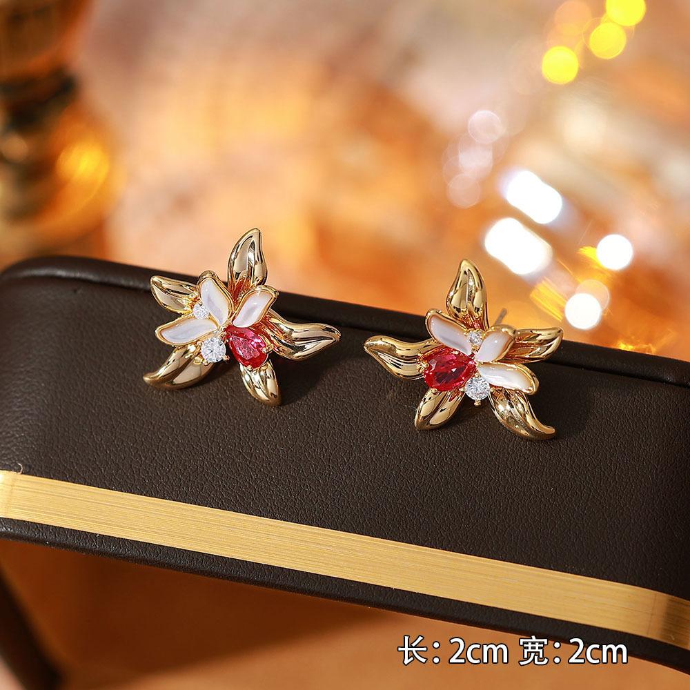 Ainibenni Original Design Enamel Painted Earrings for Women, Monet Garden Oil Painting Style Stud Earrings