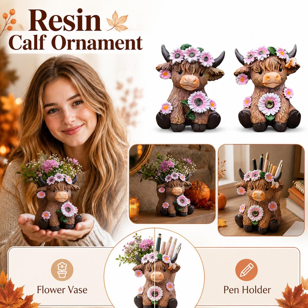 Home Decor Resin Cow Figurine Set Creative Small Statue for Shelf Table
